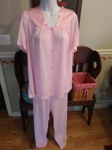 Vanity Fair Pajama Set Short Sleeve Nylon Pink Womens 1x Ebay