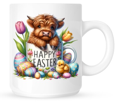 Personalisierte Ostertasse Highland Cow Frohe Ostern Geschenk für Sie für Ihn