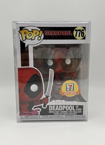 *VAULTED* FUNKO POP! MARVEL 776 DEADPOOL in CAKE Metallic 7-Eleven + Protector