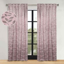 Leaves Washable Room Darkening 52" Back Tabs Blackout Curtains, Set of 2