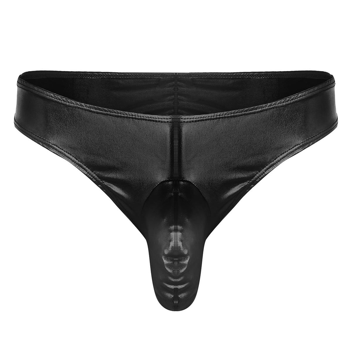 Sexy Men Shiny Leather Bikini Briefs Gstring Zip Bulge Pouch Underwear