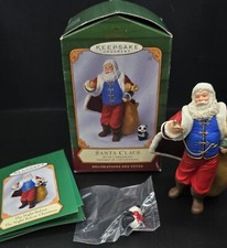 Vtg 2001 Hallmark Keepsake Open House Santa Claus And Teddy Bear Set Ornaments 
