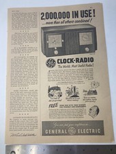 GE Reloj-Radio, Distribuidor Goulds, Diario de Granja DE COLECCIÓN 1952 Anuncio Impreso 11x16" Abierto