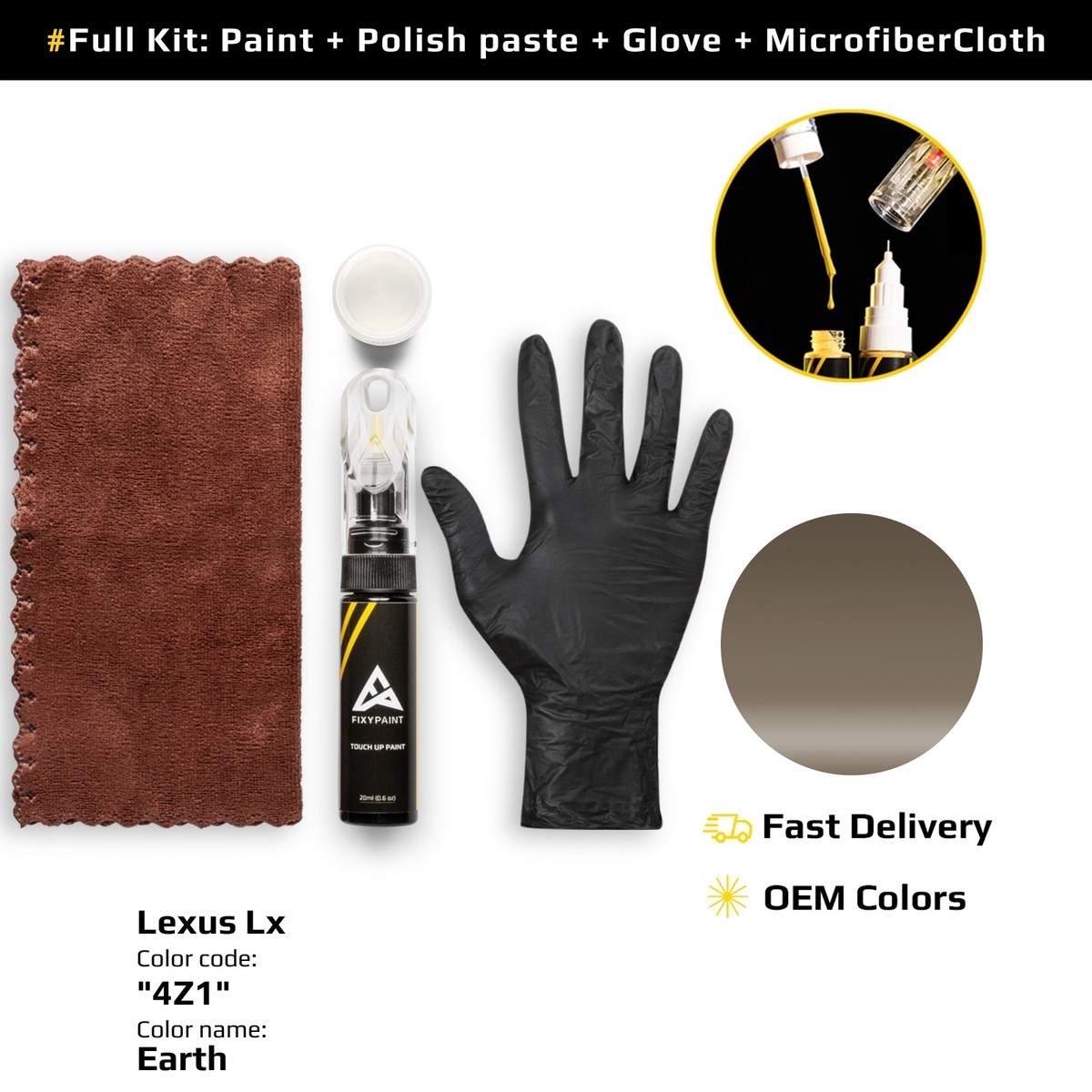 Touch up Paint for Lexus Lx Code: 4Z1 Earth OEM Exact Color