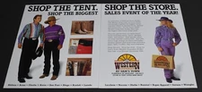 1996 Print Ad Western Emporium Shop the Store Tent Cowgirl Blonde Lady Cowboys