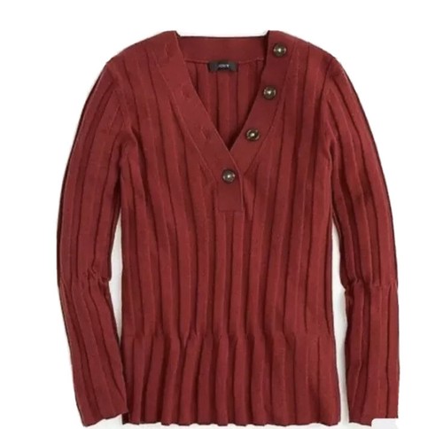 Red VNeck Pullover Stretch Rib 