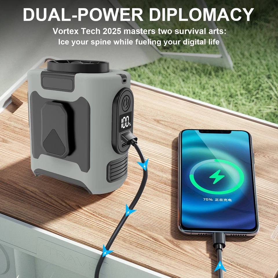 Portable Waist Fan Clip On 10000mAh Rechargeable Personal Cooling Neck Shirt Fan - Image 4 of 4