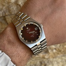 Orologio automatico vintage anni 70 Tissot PR 516 GL quadrante rosso 36 mm ra...