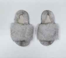 Real fur slippers, Fox - Mink slides, Luxury Fur Slippers, Real Fur Slides
