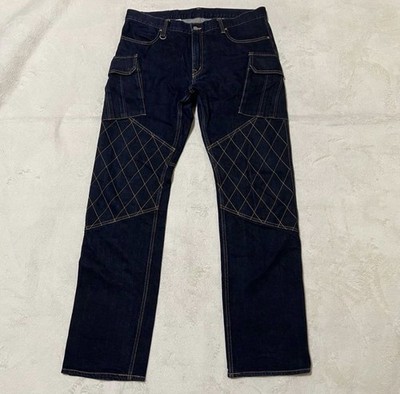 Kojima Genes Double Knee Diamond Stitch  Biker Denim Jeans W38 JAPAN Made