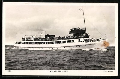 Ansichtskarte Passagierschiff M.V. Crested Eagle mit Passagieren an Deck 