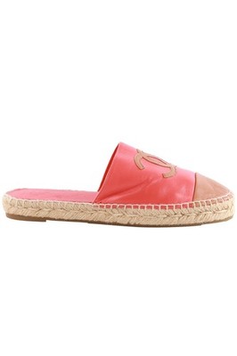 CHANEL PINK CC LEDER ESPADRILLE PANTOLETTEN EU 39 UK 6 US 9