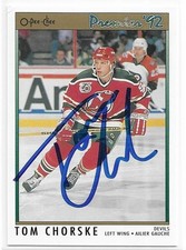 TOM CHORSKE Autographed Signed 1991-92 OPC Premier card #91 New Jersey Devils
