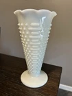 Vintage Anchor Hocking “Hobnail Milk Glass” Dots-Dashes Flower Vase 9 5/8” Tall