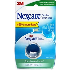 Nexcare Flexible Clear First Aid Tape: 1 in. x 30 ft. (Clear) +with dispenser