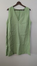 Madewell Ariana Linen Dress 1X V Neck Mini Sleeveless Green Beachy Lightweight 
