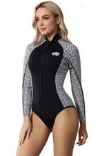Women  s Long Sleeve Wetsuit 3mm Neoprene AnParc Greek Key Pattern Size L NWT