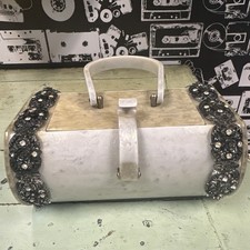 Wilardy Vintage Purse Champagne Lucite with Black Filagree Embellishments