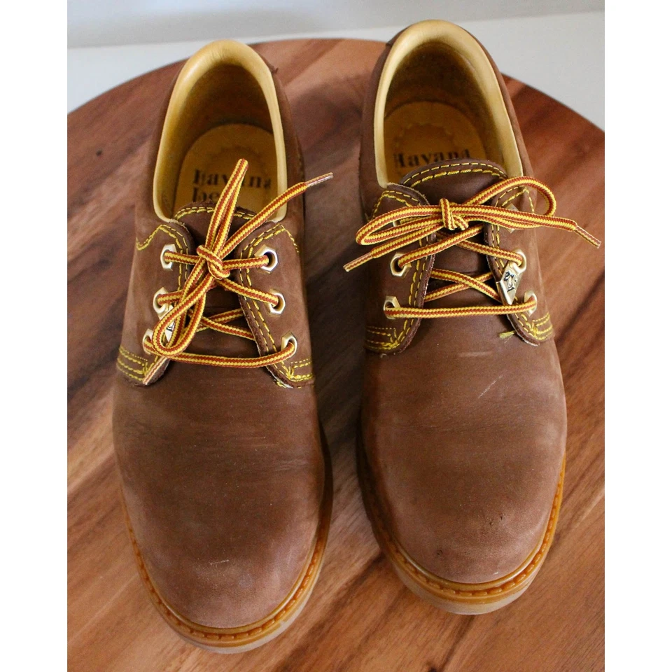 Sapatos femininos Havana Joe 9,5 couro marrom com cadarço Oxford sola esponja de cera - Imagem 2 de 4