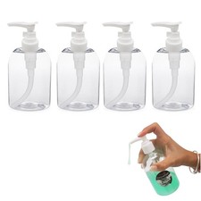 Pack of 4 Clear Liquid Soap Dispenser Pump Lotion Refillable Travel Bottles for