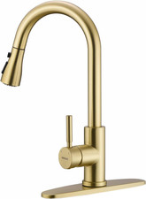 Gold Kitchen Faucet with Pull Down Sprayer, Single Handle Brushed Gold Kitchen S