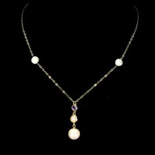 925 Sterlingsilber Halskette Rund Amethyst 5 mm Perle Edelstein Schmuck 16 Zoll