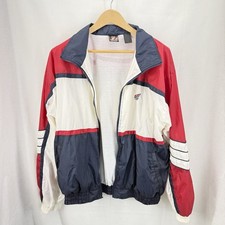 Vintage 90 s USA Olympic Jacket Men's Large Red White Blue Embroidered Rings