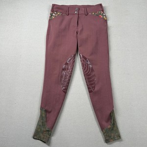 Kerrits Breeches Womens 26x26 Riding Equestrian Grip Mauve Floral Accent Stretch