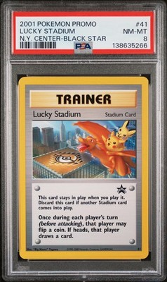 2001 POKEMON PROMO BLACK STAR #41 LUCKY STADIUM-N.Y. CENTER PSA 8 