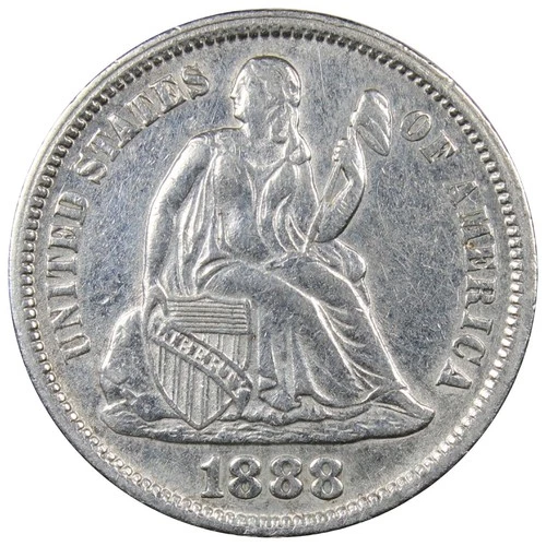 1888-P Seated Liberty Dime AU+ ALMOST UNC Details Cleaned A2801