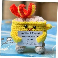 Emotional Support Dumpster Decor Fire, Funny Handmade Crochet Dumpster Yellow