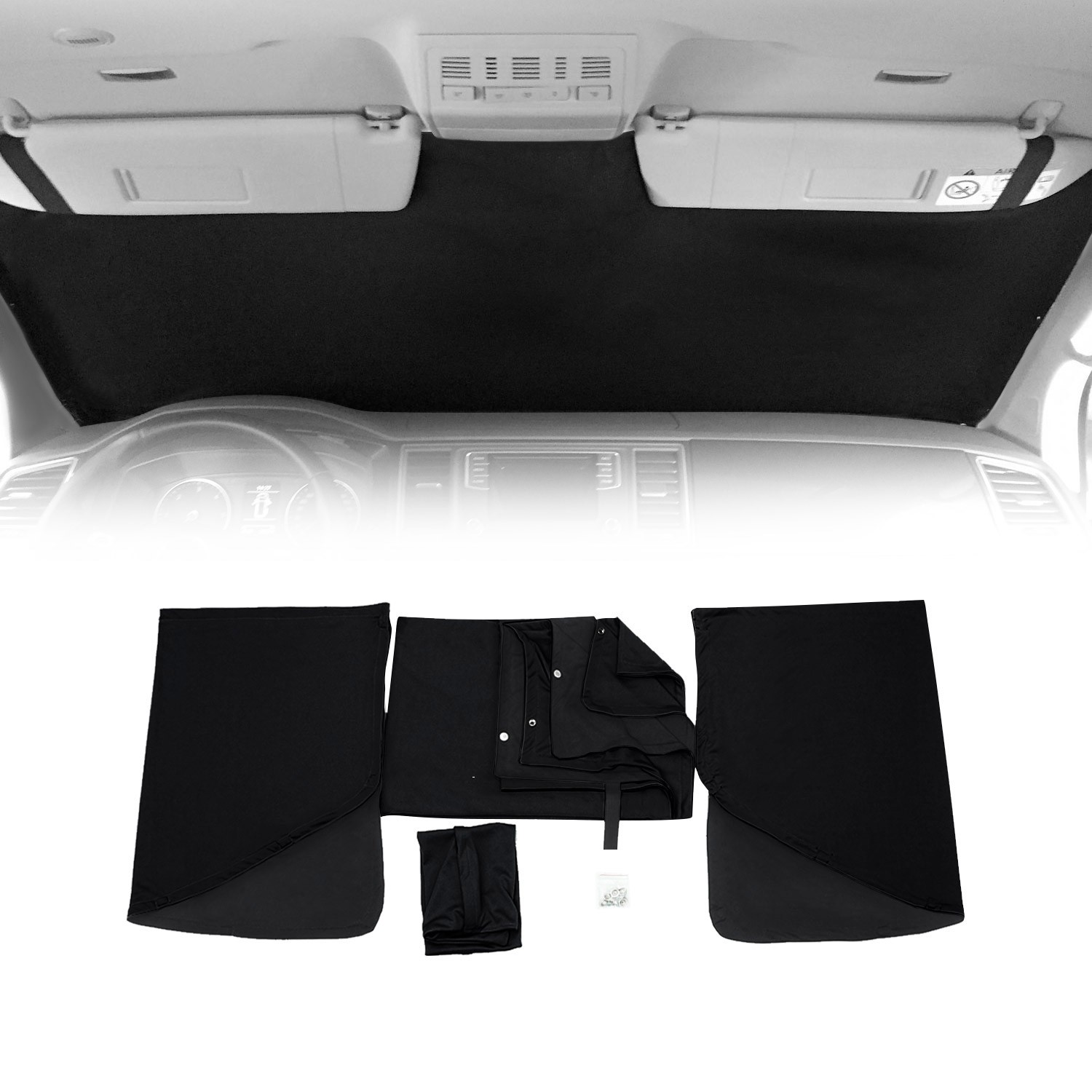 Rideaux pare-soleil magnétique pour Citroen Berlingo 2019-2025 en tissu noir