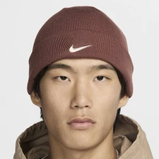 Nike Terra Swoosh Cuffed Beanie Winter Hat Cap Toboggan Unisex Burgundy One Size
