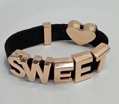 BCBGeneration Rose Gold And Black Stretchy Sweet Heart Bracelet