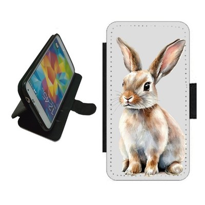 Haustier Kaninchen Design Handy Hülle Brieftasche für iPhone Samsung Flip Cover RAB2