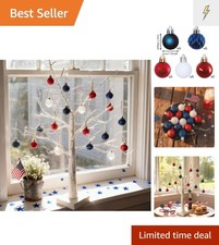 Mini Patriotic 4th of July Tree Ornaments Decorations,30ct 1.18 Inch Red Whit...