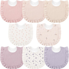 8 Pack Muslin Baby Bibs for Drooling and Teething, Bibs for Girls