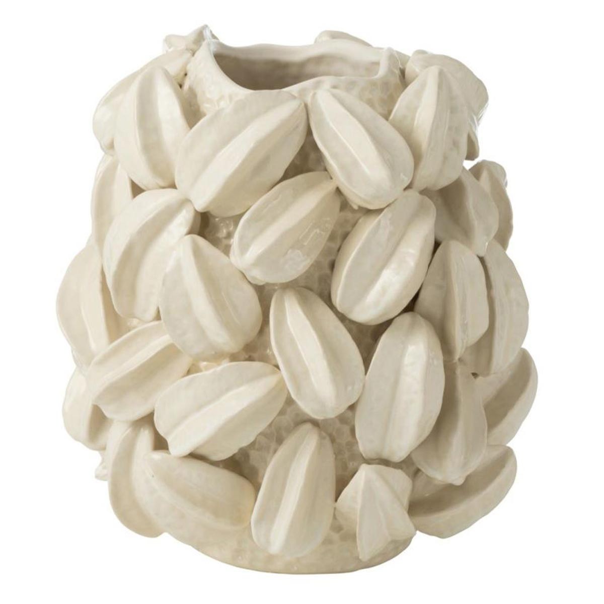 Vase en argile beige 38cm Fève de Cacao pour décoration intérieure
