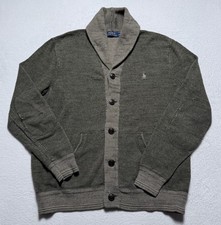 Polo Ralph Lauren Shawl Collar Cardigan Sweater Mens Medium Elbow Patch Grandpa
