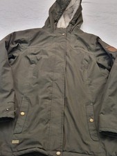 Regatta Hydraford Waterproof Hooded Jacket Khaki UK 14 Fleece Lined Coat #1045