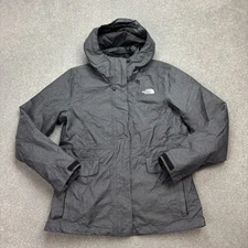 North Face Jacket Womens Medium Grey 3-In-1 Dryvent Lined Hood Rain Coat Lady