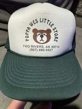 Vintage Poppa Wes Little Store, Two Rivers AK Trucker Hat Two Row SnapBack New