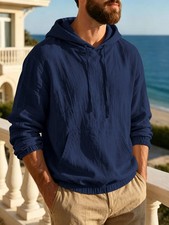 Men's Lightweight Hooded Long Sleeve Loungewear Top Thin Hoodie S-3XL