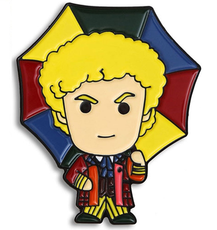 Doctor Who Pin Badge Sixth Doctor & Umbrella Hero Collector Chibi NEW