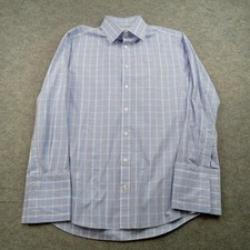 Charles Tyrwhitt Shirt Mens 16 32/33 Blue Check Slim Fit Dress Long Sleeve