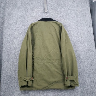 VINTAGE J Crew Barn Coat 90s Jacket Mens XL Green Flannel Lined