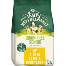 10kg James Wellbeloved Grain Free 7+ Years Senior Dry Dog Food Lamb & Vegetable 5.97 per kilo