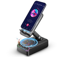 Adjustable Cell Phone Stand with Wireless Induction Bluetooth Speaker, HD Sur...