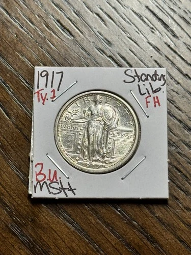 1917 Type 1 Standing Liberty Quarter Full Head BU Uncirculated MS+ FH (Raw18671)