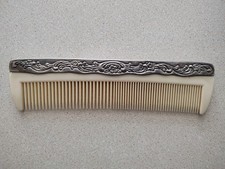 Vintage Silver Plated Ornate Floral Pattern Vanity Comb 7"